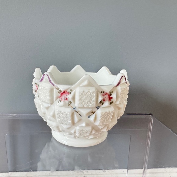 Milk Glass Floral Patterned Base - Picture 1 of 7